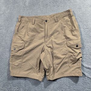 Duluth Trading Co Mens Armachillo Cooling Cargo Shorts Khaki Ripstop Stretch 40